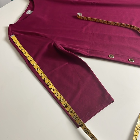 Chico’s Burgundy (maroon) 3/4 sleeve Tunic with Gold Button Detail- Large - Picture 11 of 13